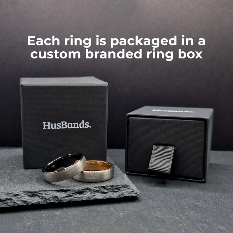 8mm Black Gold Obsidian Ring, Mens Unique Tungsten Wedding Band ...
