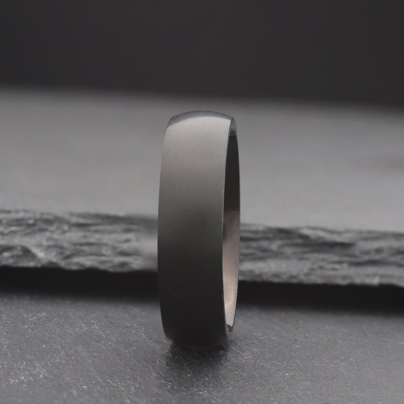 simple black domed titanium wedding ring