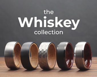 Tungsten Whiskey Barrel Ring: Unique Mens Wedding Band