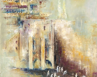 Pastelkleur Kotel- museumkwaliteitsafdruk op canvas - niet ingelijst