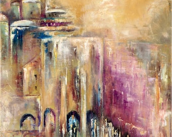 Paarse print van Kotel- museumkwaliteit op canvas - niet ingelijst