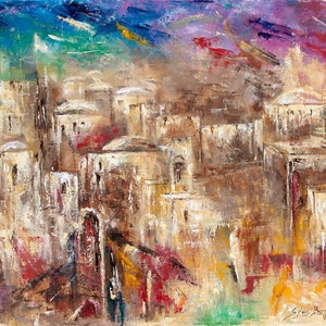 Colorful Jerusalem - Museum quality print on canvas - unframed-