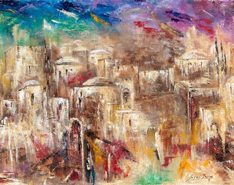 Colorful Jerusalem - Museum quality print on canvas - unframed-