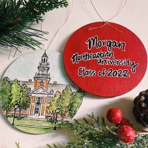 Hand Painted College Graduation Ornament: Custom Alma Mater Gift