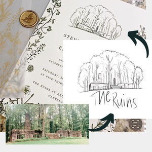 Custom Wedding Venue Illustration: Personalized Line Art (Digital File)