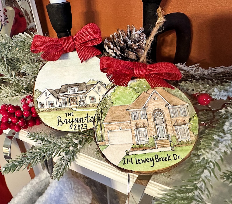 Custom Christmas Ornament, hand painted home ornament, 1st house gift personalized image 5