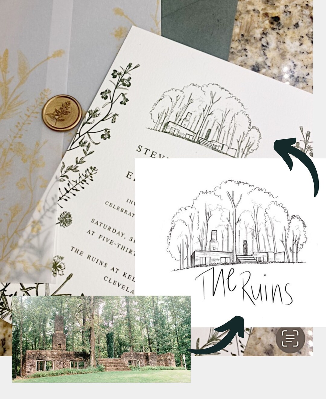 Custom Wedding Venue Illustration: Personalized Line Art (digital File ...