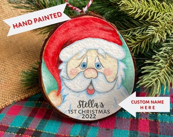 Personalized Santa ornament, old world painted Santa , baby first Christmas ornament, 2023 ornament custom, gift under 20 gift under 30