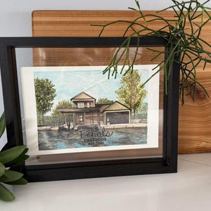 Hand painted Watercolor Home portrait, our first home, hand painted house