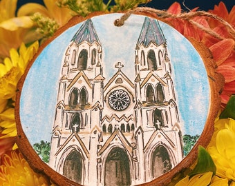 Custom Church Ornament, hand painted church ornament, Savannah Cathedral