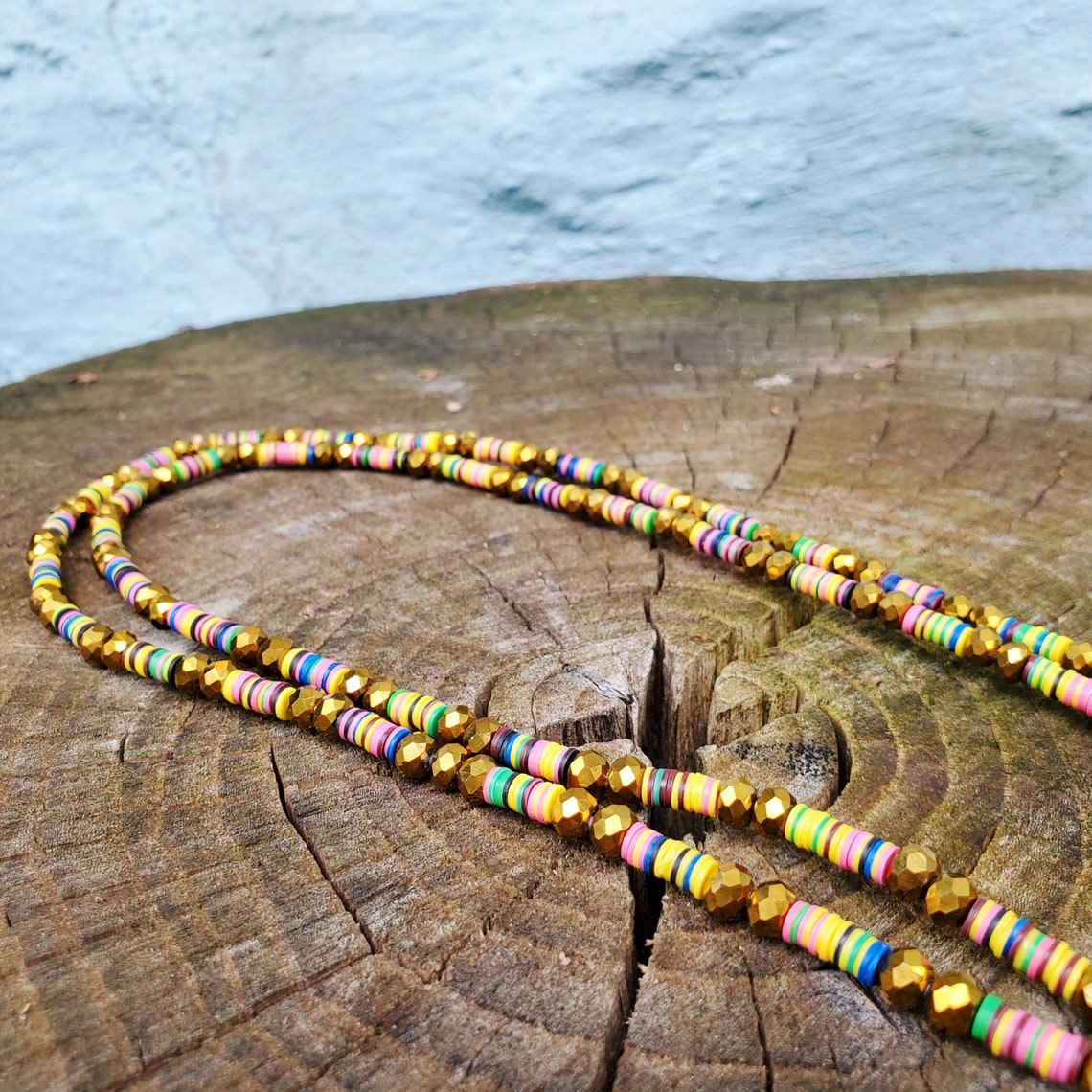 Authentic Ghana Colorful Rainbow Pastel Flat Waist Beads for | Etsy