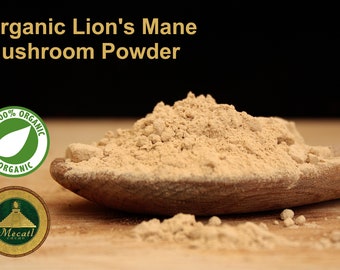 Organic Lion's Mane Mushroom Powder 100% Organic Lions Mane Functional Mushroom - Lion Mane Nootropic Dietary Supplement - Same Day Shipping