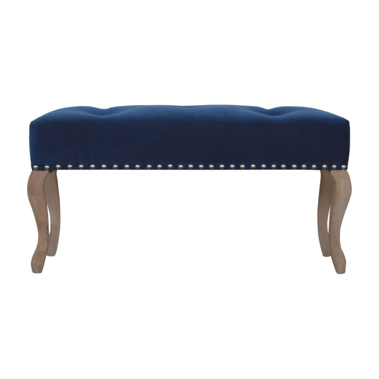 Blue Bench French Style Royal Blue Velvet Bench Studded Etsy