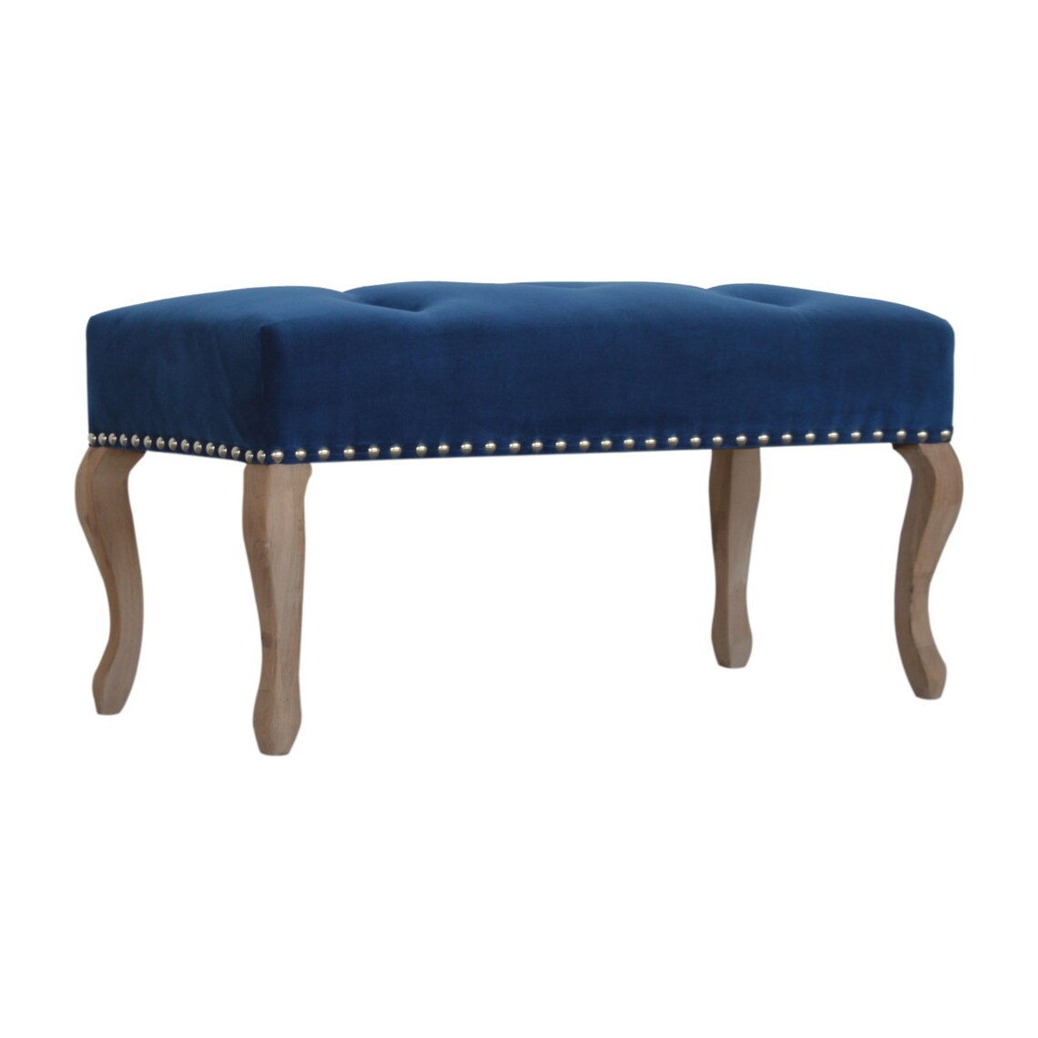 Blue Bench French Style Royal Blue Velvet Bench Studded Etsy