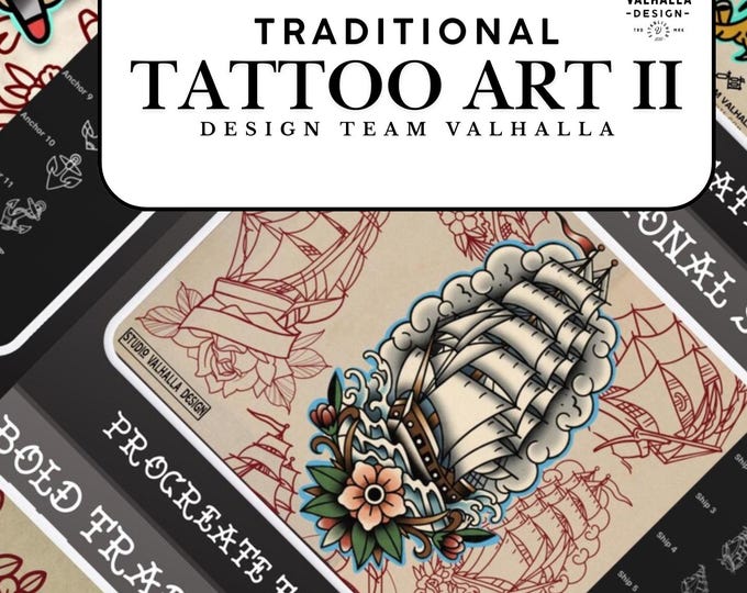The Traditional Tattoo Artist 2 - 1000+ files, PNG, SVG & EPS Procreate/Photoshop Stencils