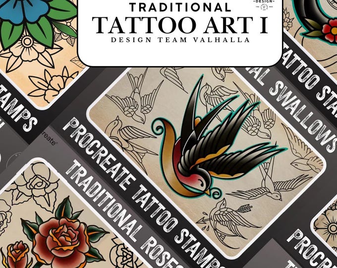 The Traditional Tattoo Artist - 1600+, Procreate & PNG custom made creative design kit!