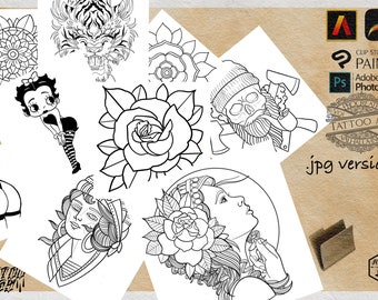 Download Tattoo Coloring Book Etsy