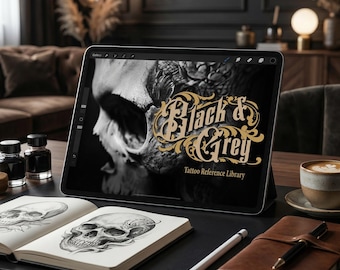 Realism Tattoo Kit | Black and Grey PNG References & Procreate | Digital Tattoo Flash | Artist Tools