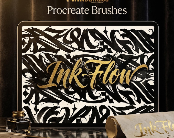 Blackletter Procreate Brushes: Gothic Calligraphy, Tattoo Lettering