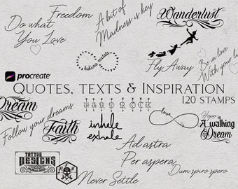 Quotes, words & inspiraton. 120 designs to choose from! custom references for Procreate