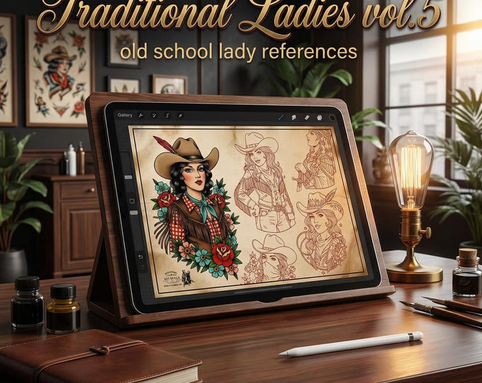 Procreate, Traditional Ladies vol.4 & vol.5 ~ 50+ custom designs made in Sweden - original art