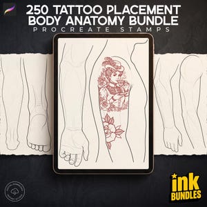 Sellos de tatuaje para Procreate: 250 pinceles de partes del cuerpo para tatuadores