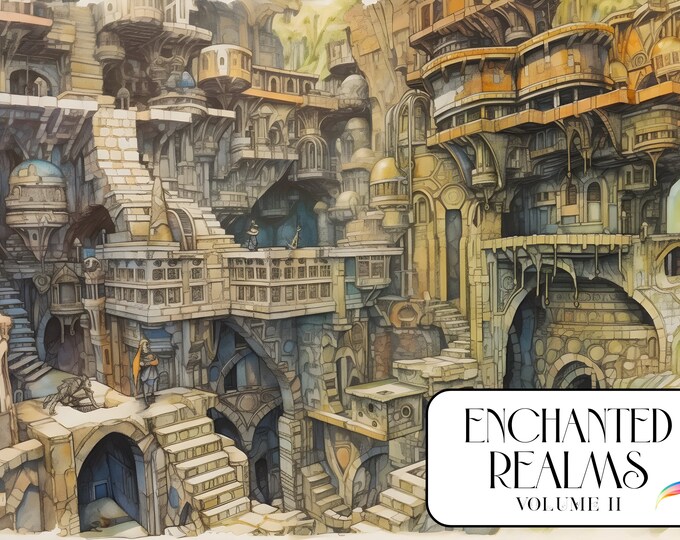 Enchanted Realms Vol.2 ; fantasy background design folder 100+ procreate brush stamps!