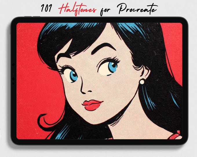 Procreate, 101 Halftones, unique halftone textured brush bundle for Procreate, 100% custom work