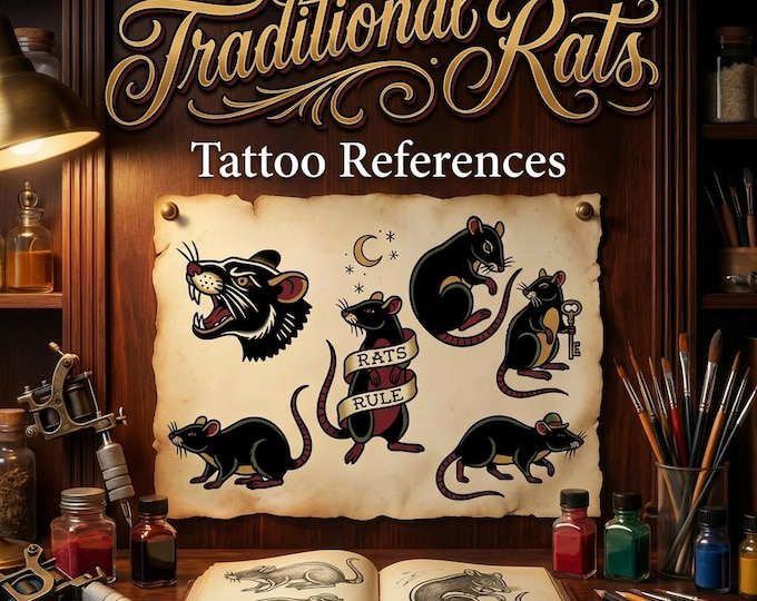 Traditional Rats - custom art | digital download | Tattoo Stencils | Flash designs