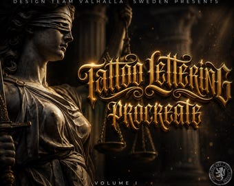 Tattoo Lettering Bundle for Procreate – Chicano Fonts, Custom Script Brushes, PNG & SVG Lettering Pack