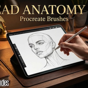 Procreate, Anatomia głowy, 35 niestandardowych projektów ~ gotowe do użycia szablony