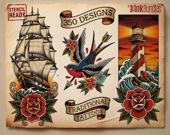 350+ Traditional Tattoo Ideas – Procreate Stamps | Old School