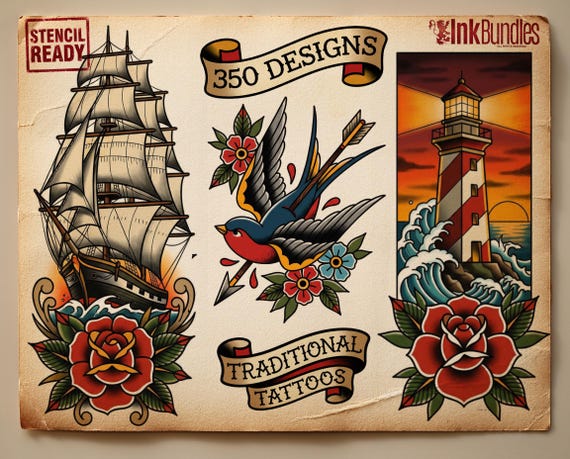 350+ Traditional Tattoo Ideas – Procreate Stamps | Old School