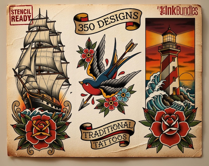 350+ Traditional Tattoo Ideas – Procreate Stamps | Old School