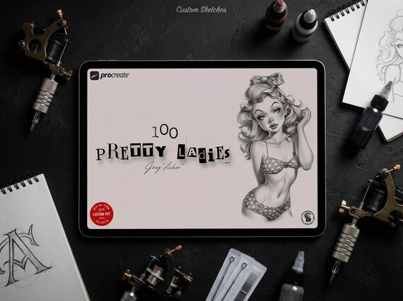 Drawing Pretty Ladies, 100+  Cartoon pinups, Procreate stamps and pdf