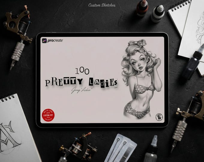 Drawing Pretty Ladies, 100+  Cartoon pinups, Procreate stamps and pdf