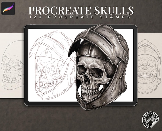 Procreate Skulls, Realistic skull references, stencil collection