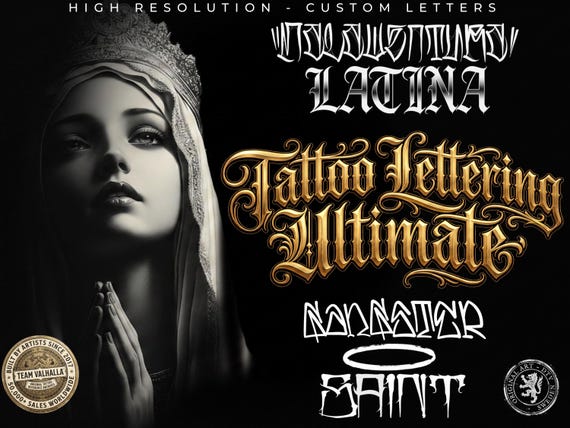 Tattoo Lettering Bundle 1000+ – Procreate Fonts, Custom Script Brushes & PNG  Lettering Pack