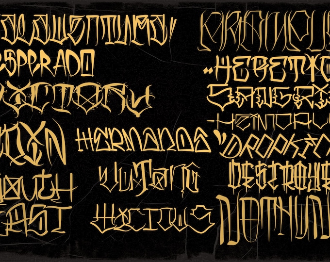 Procreate, Tattoo lettering 4, 16 custom fonts + extras