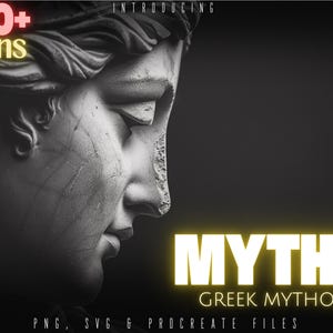 Greek Mythology References, Procreate stamps, Svg files, Png files, 2500+ elements, Tattoo flash art, Tattoo references, Statues, busts