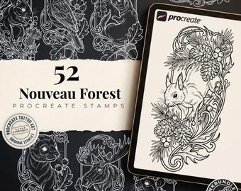 Art Nouveau Ornamental Forest Animals | Procreate| Custom Art | PDF book