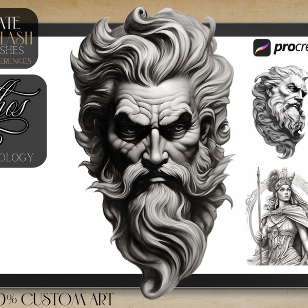 Mythe, dieux grecs, légendes et mythes, références pour Procreate