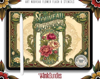 Art Nouveau Designs | Procreate + PNG & Ebook| Floral Designs | stencils