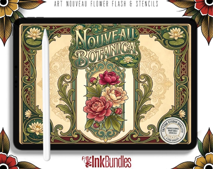 Art Nouveau Designs | Procreate + PNG & Ebook| Floral Designs | stencils