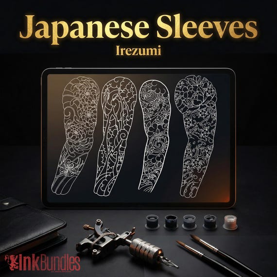 Irezumi Japanese Tattoo Design Kit | Procreate Brushes, PNG Stencils
