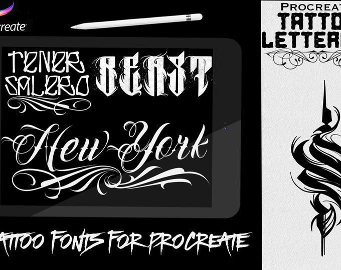 Lettering made easy Custom handmade chicano /tattoo letters for Procreate & xtras