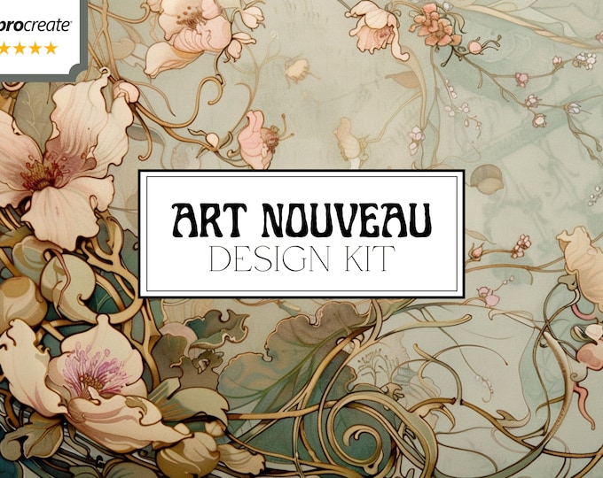 Art nouveau reference mega bundle, Procreate stamps and extras