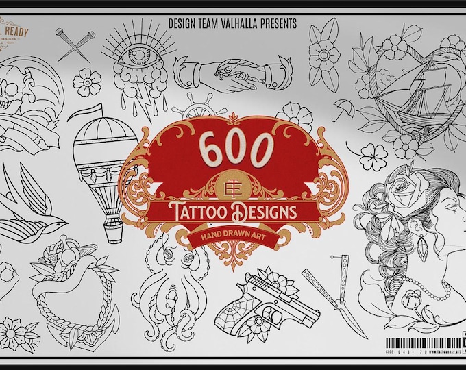 Procreate Traditional tattoo art XL, 600+ designs drawn by handmade ( digital download for Procreate )