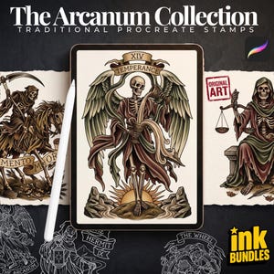 Neo Traditional Tarot – Procreate Stamps, Major Arcana Tattoo Stencils & Flash PDF
