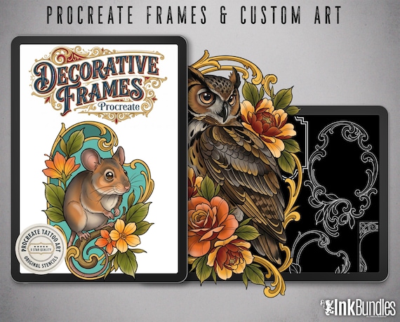 Decorative Frames Tattoo Stencil art – Frame templates & Designs  Procreate | PNG | PDF Tattoo References